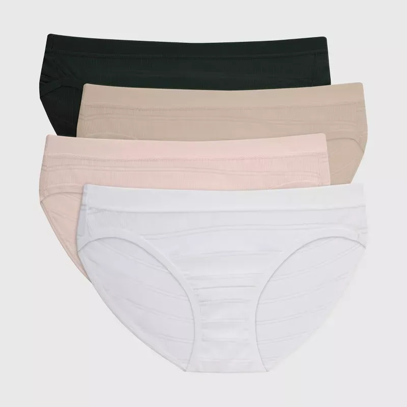 Photo 1 of Hanes Premium Women's 4pk Breathable Ribbed Bikini Underwear - White/Beige/Black-XL
