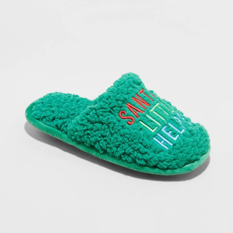 Photo 1 of Kids' Holiday Santa's Little Helper Scuff Slippers - Wondershop™ Green 9-10
