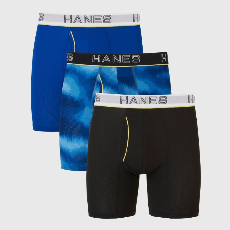 Photo 1 of Hanes Premium Men's Mesh Print Comfort Flex Fit Boxer Briefs 3pk - Blue/Black M
