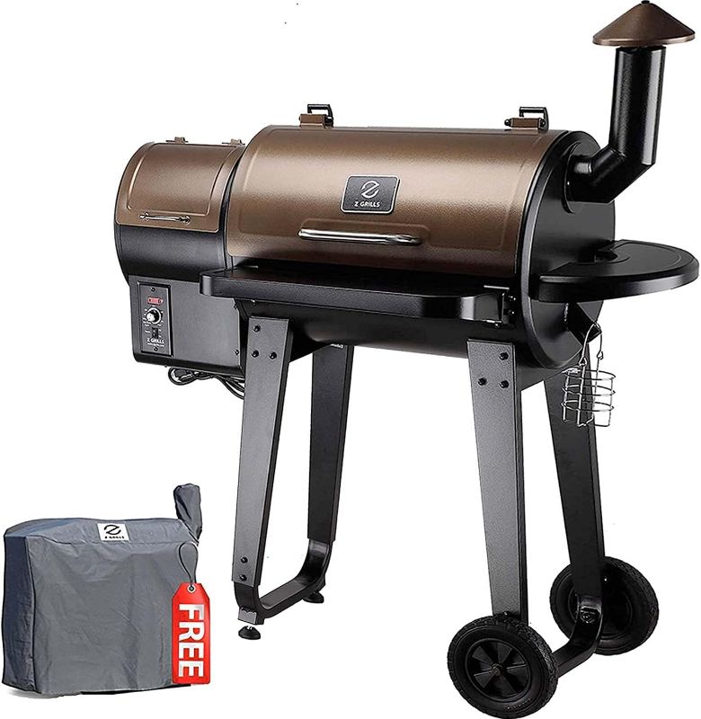 Photo 1 of Z GRILLS ZPG-450A 2023 Upgrade Wood Pellet Grill & Smoker 6 in 1 BBQ Grill Auto Temperature Control, 450 Sq in Bronze
