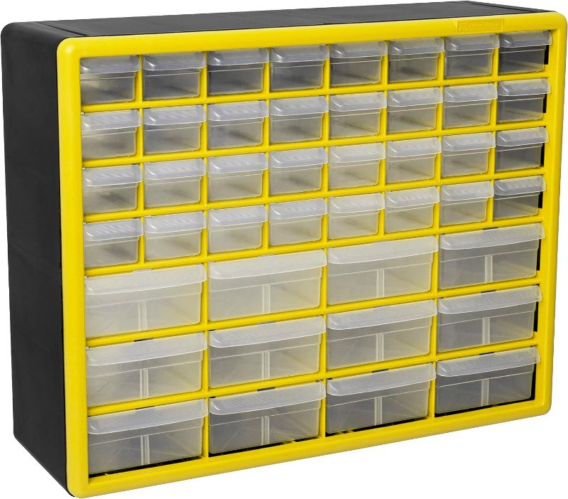 Photo 1 of 42 Compartment Organizer – Desktop or Wall Mount Container for Hardware 44 Drawer+ Storage Drawers Yellow