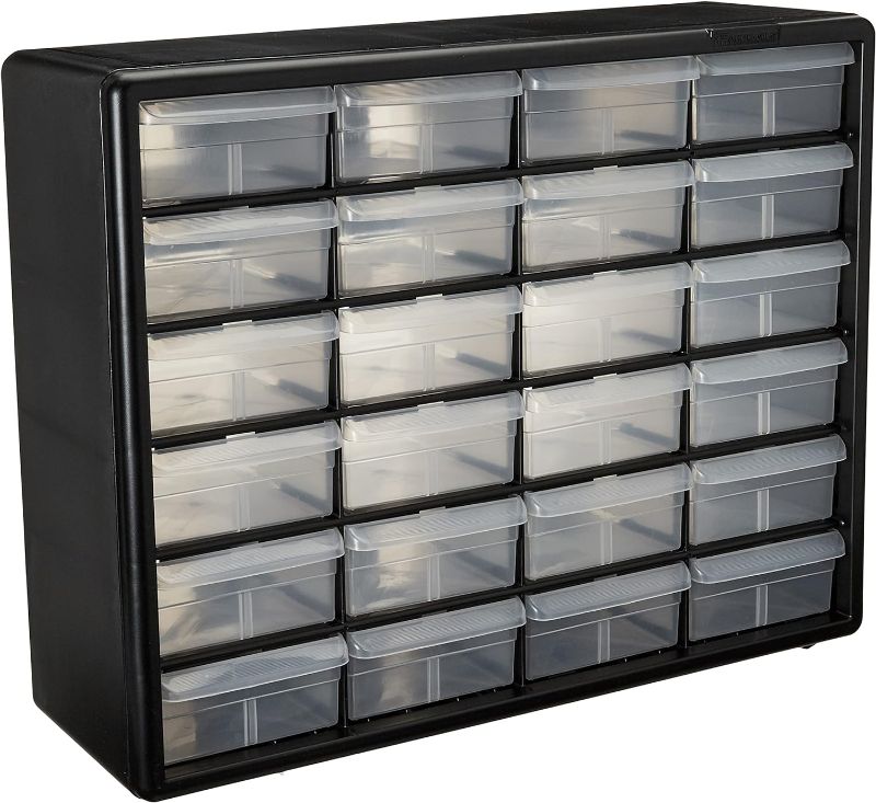 Photo 1 of Akro-Mils 10124 24 Drawer Plastic Parts Storage Hardware and Craft Cabinet, 20-Inch x 16-Inch x 6.5-Inch, Black
