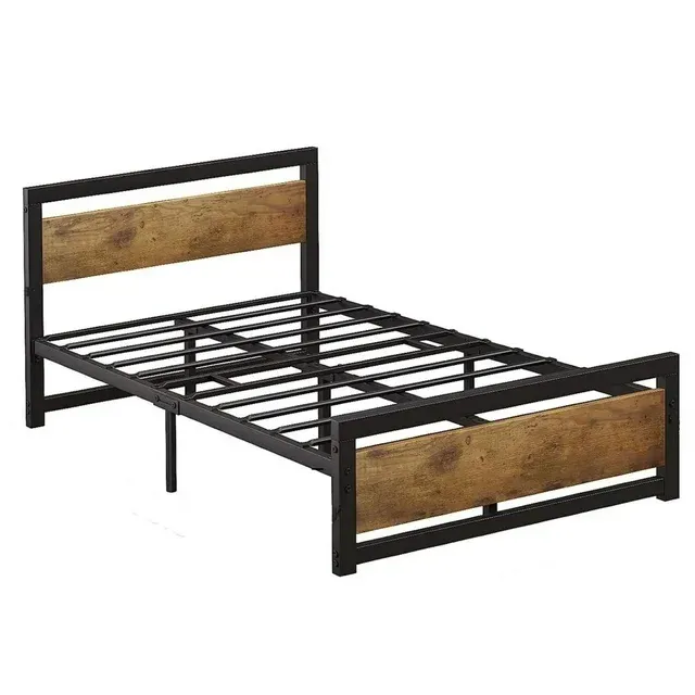 Photo 1 of **MISSING HARDWARE** Zzistar Metal Bed Frame with Wooden Headboard and Footboard, 14 inch Heavy Duty Platform Bed Frame for Adults, Full Size
