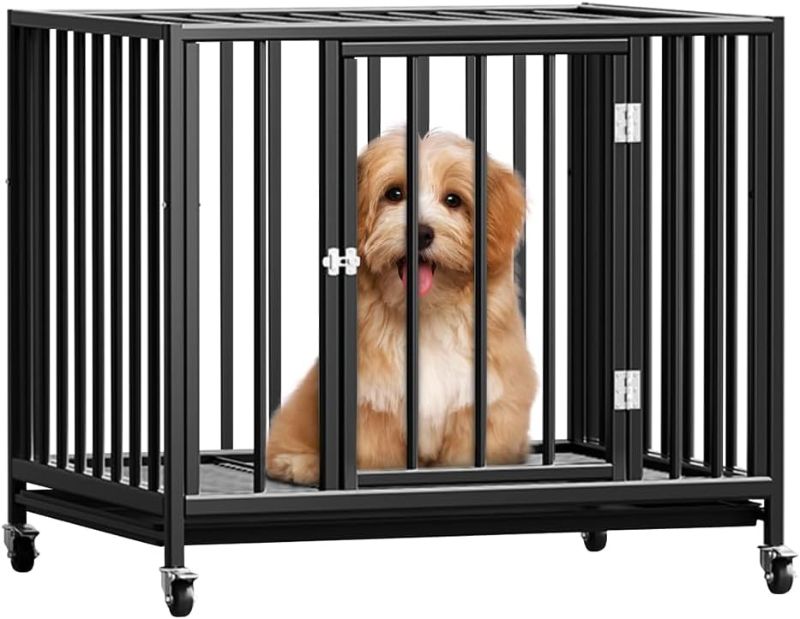 Photo 1 of 22.8 Inch Dog Crate Cage Kennel with Wheels, Heavy Duty Dog Crate, Sturdy Locks Design, Single Door and Removable Tray Design, Sturdy Metal
