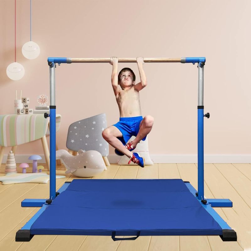 Photo 1 of   GLANT Gymnastic Kip Bar,Horizontal Bar for Kids Girls Junior,3' to 5' Adjustable Height,Home Gym Equipment,Ideal for Indoor and Home Training,1-4 Levels,300lbs Weight Capacity
