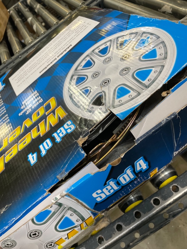 Photo 1 of AIBILUEOS 13 Inch Automotive Hubcap Set of 4 Silver Design Wheel Rim Covers Accessories-Snap On Auto Tire Replacement Exterior Cap Silver (13 Inch)