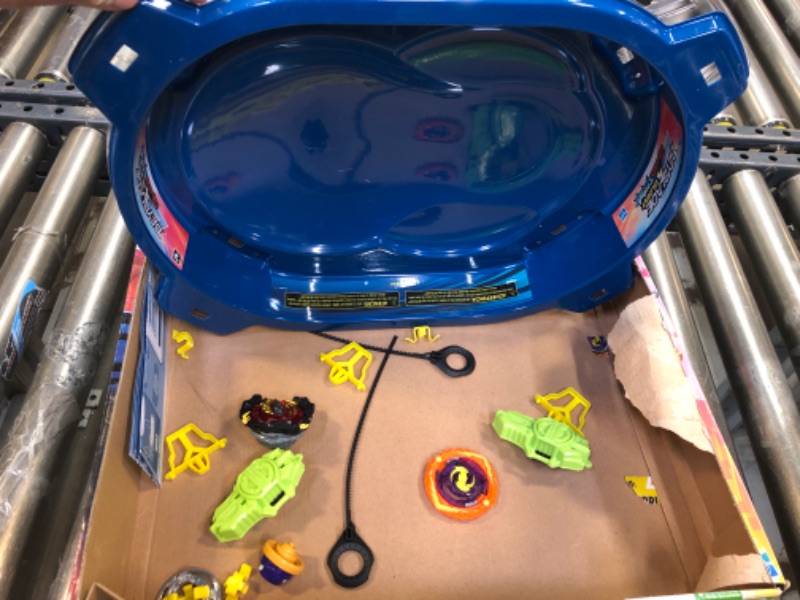 Photo 2 of Beyblade Burst QuadStrike Thunder Edge Battle Set, Battle Game Set with Beystadium, 2 Spinning Top Toys, and 2 Launchers for Ages 8 and Up