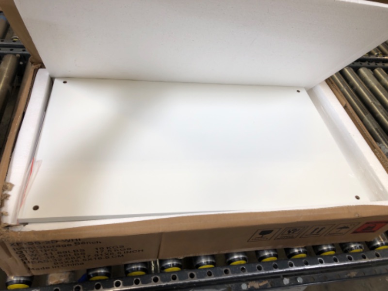 Photo 1 of Knowlife Shoe Storage Bench with Lift Top Storage, Entryway Bench with Door Cabinet, Adjustable Shelve, Cushioned Seat and Handle for Entryway, Hallway, Window and Closet White