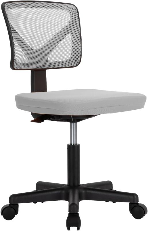 Photo 1 of Home Office Desk Chair, Ergonomic Armless Chair,Height Adjustable Low-Back Mesh Chair, Computer Task Chair Swivel Rolling with Lumbar Support,Grey