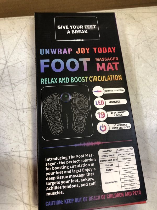 Photo 1 of EMS Foot Massager Mat for Neuropathy-Foot Stimulator Massager with Remote Control, 2-in-1 Back Massager & Legs Foot Circulation Device for Pain Relief Fasciitis, Muscles Relaxation with 8 Pcs Pads Pro-Control Remote