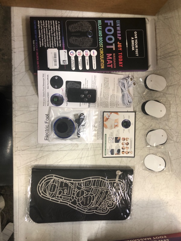 Photo 1 of EMS Foot Massager Mat for Neuropathy-Foot Stimulator Massager with Remote Control, 2-in-1 Back Massager & Legs Foot Circulation Device for Pain Relief Fasciitis, Muscles Relaxation with 8 Pcs Pads Pro-Control Remote