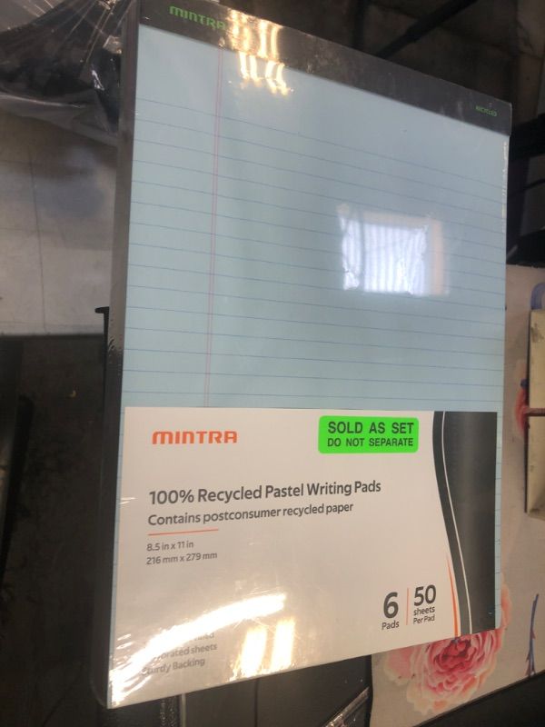 Photo 2 of Mintra Office Recycled Writing Pads 6pk (Pastel, Wide Ruled (8.5in x 11in)) Pastel Wide Ruled (8.5in x 11in)