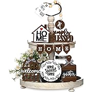 Photo 1 of  Farmhouse Tiered Tray Decor Home Wood Sign Rustic Home Sweet Home Simply Blessed