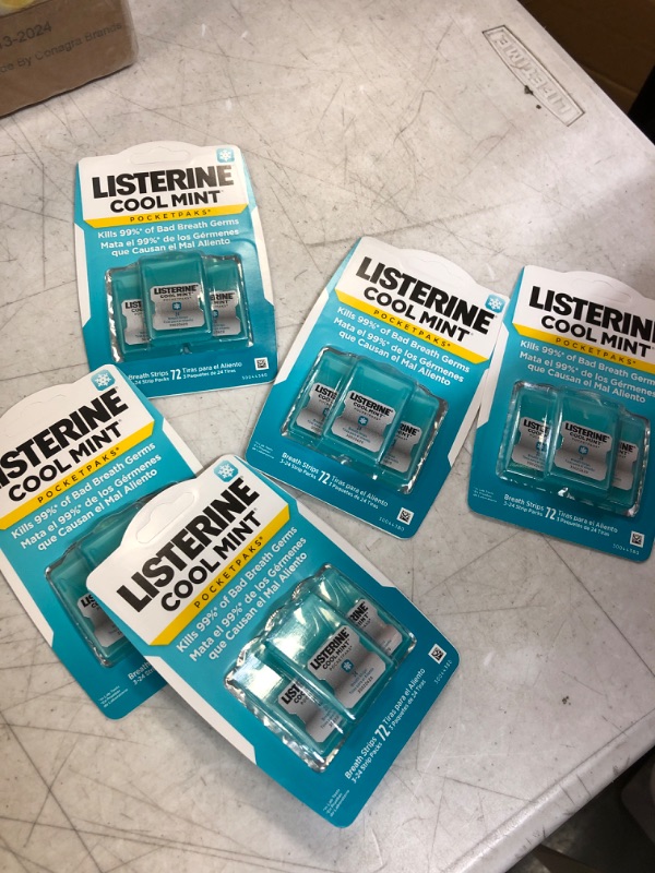 Photo 2 of 5Pack  Listerine Pocketpaks Breath Strips, Cool Mint