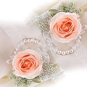 Photo 1 of 2Pcs Rose Wrist Flower Set, Boutonniere Wedding Flowers Bridesmaid Corsage Bridal Wrist Corsage