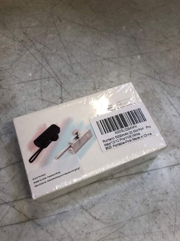 Photo 1 of Ruirtarci Small Portable Charger 5000mAh with Lightning & USB C,Mini Battery Pack Fast Charging 22.5W,Built-in Type-C Cable White
