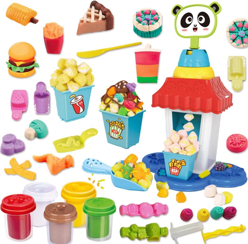 Photo 1 of Color Dough Popcorn Maker Kitchen Creations Pretend Party Play Food Set for Kids with 35 Kinds Food Half Models and 5 Cans Color Wheat Dough Compound
Visit the GOVOY Store