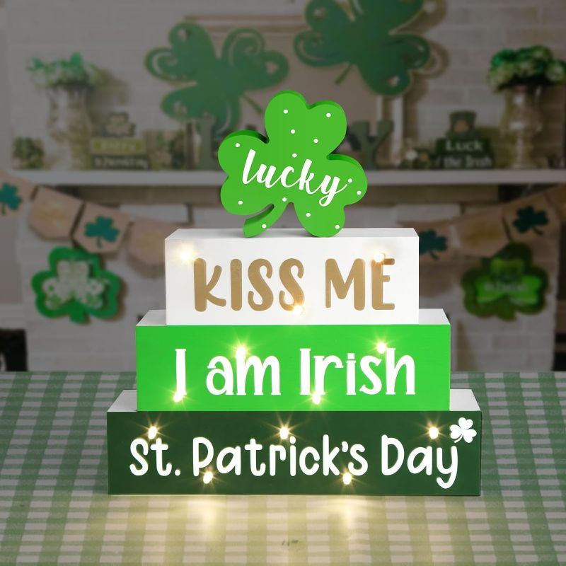 Photo 1 of 
St Patricks Day Decorations Wooden Block Sign 