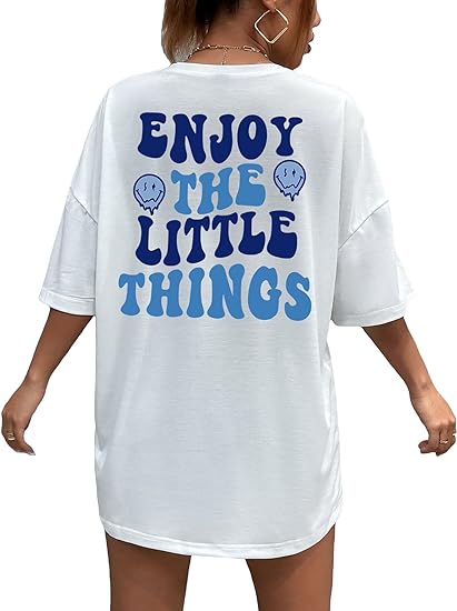 Photo 1 of COZYEASE WOMENS OVERSIZED GRAPIC LETTER PRINT T SHIRTS, ROUND NECK, SUMMER CASUAL TEES 