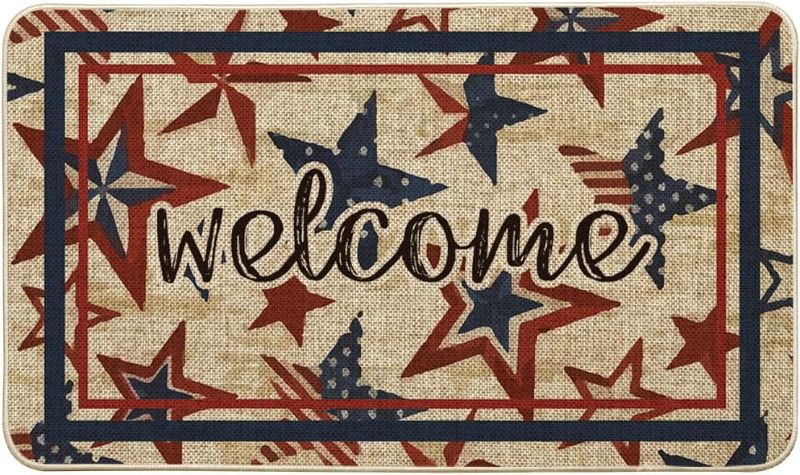 Photo 1 of 
Artoid Mode America Stars Memorial Day Welcome Doormat, 4th of July Patriotic Independence Day Low-Profile Floor Mat Switch Mat for Indoor Outdoor 17 x 29 Inch
Size:17" x 29"