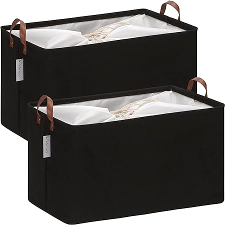 Photo 1 of 2-Pack Foldable Fabric Storage Bins Organize Your Home,Storage Bins for Shelves,Large Storage Baskets for Organizing Closet,Clothing,Yarn and Bedding| BLACK