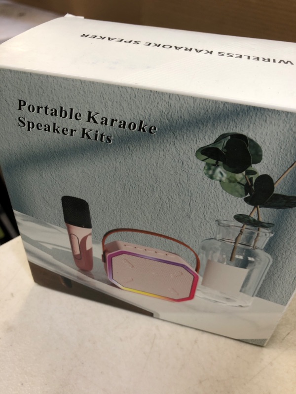 Photo 2 of Portable Karaoke Machine for Kids, Bluetooth 5.3 Karaoke Speaker with 1 Wireless Mics, Rechargeable/Colorful LED Lights/Magic Sound, Surprise Gift for Boys Girls Family Home Party Birthday, Pink