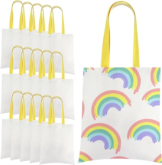 Photo 1 of 20 Pcs Sublimation Tote Bags Blank Canvas Tote Bags Sublimation Bags Blanks White Canvas Bags Reusable Grocery Bags