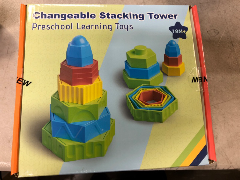 Photo 2 of Baby Stacking Toys for Toddlers 1-3, Sensory Montessori Toys for 1 Year Old Boy Girl, Building Blocks STEM Balance Game Preschool Learning Fine Motor Skills Toy Birthday Gifts for 2 3 4 5+ Kids Colorful