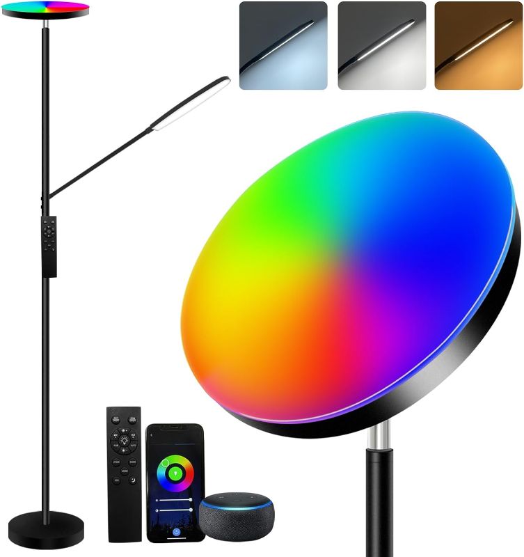 Photo 1 of RGB Floor lamp,LED Floor Lamps for Living Room, Super Bright Tall Standing lamp with Remote &Touch Control, Adjustable Angle Reading Floor lamp for Bedroom Office