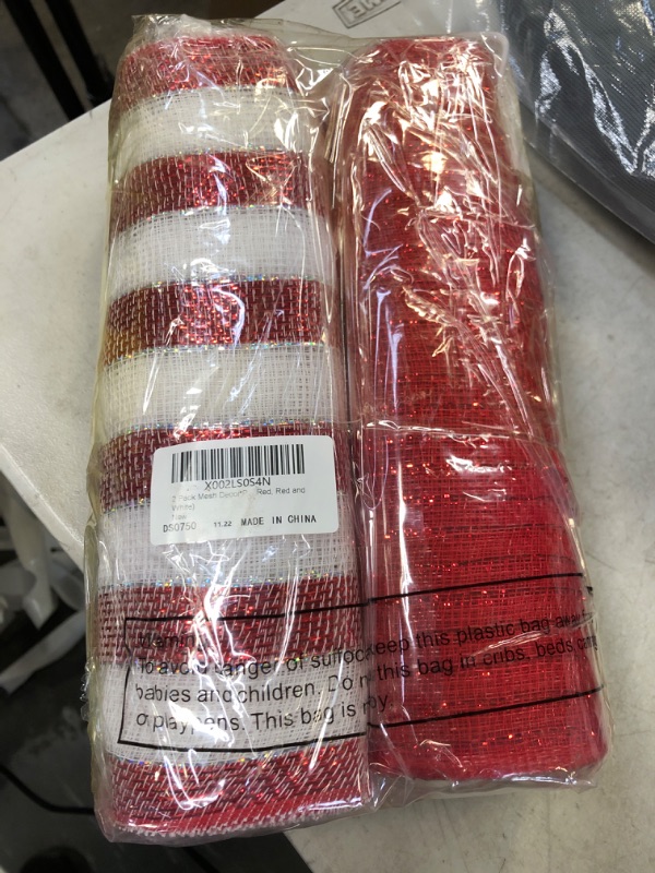 Photo 2 of 2 PACK MESH DECOR, RED AND WHITE