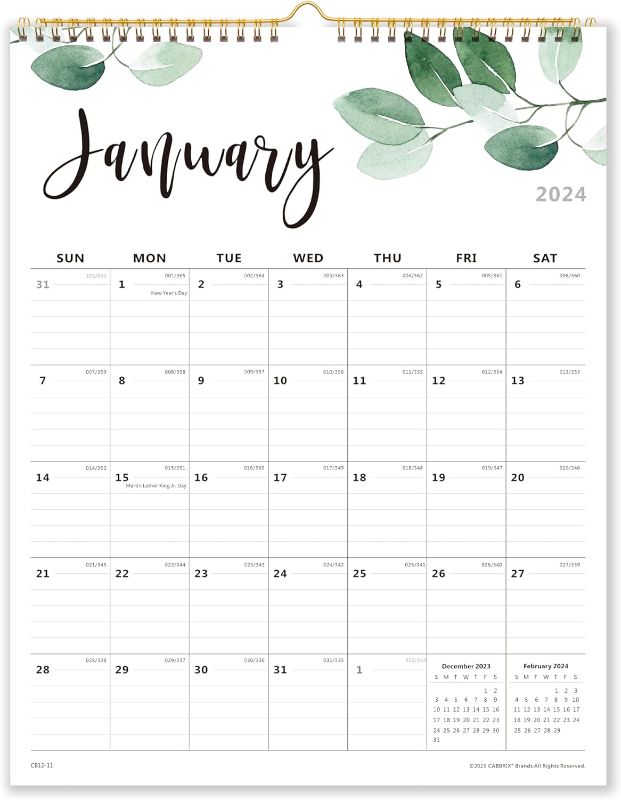 Photo 1 of 2024-2025 Monthly Wall Calendar, Runs from Now to Jun 2025,12 x 15 Inches, Twin-Wire Binding, Perfect for Organizing & Planning