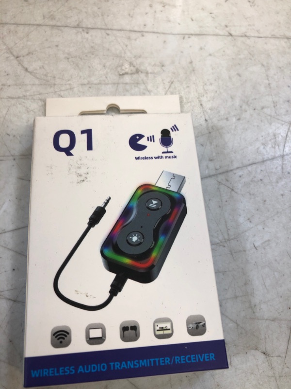 Photo 1 of Bluetooth5.0 Transmitter Receiver, 2-in-1 Bluetooth Aux Adapter with LED Lights, Wireless Audio Adapter Low Latency, Bluetooth Audio Transmitter for TV Car Headphone Airplane Home Stereo