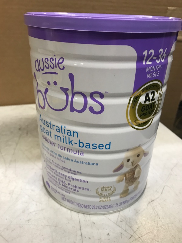 Photo 2 of Best by 05/2024--Aussie Bubs Australian Goat Milk-Based Toddler Formula, For Kids 12-36 months, Made with Fresh Goat Milk, 28.2 oz