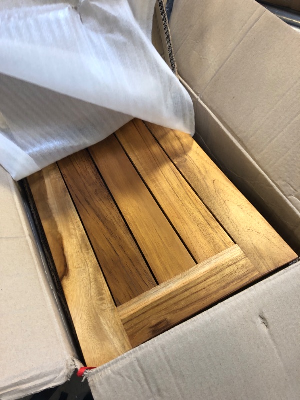 Photo 1 of 28 Satori ED989 Wide Teak Wood Shower Bench with Shelf - EcoDecors