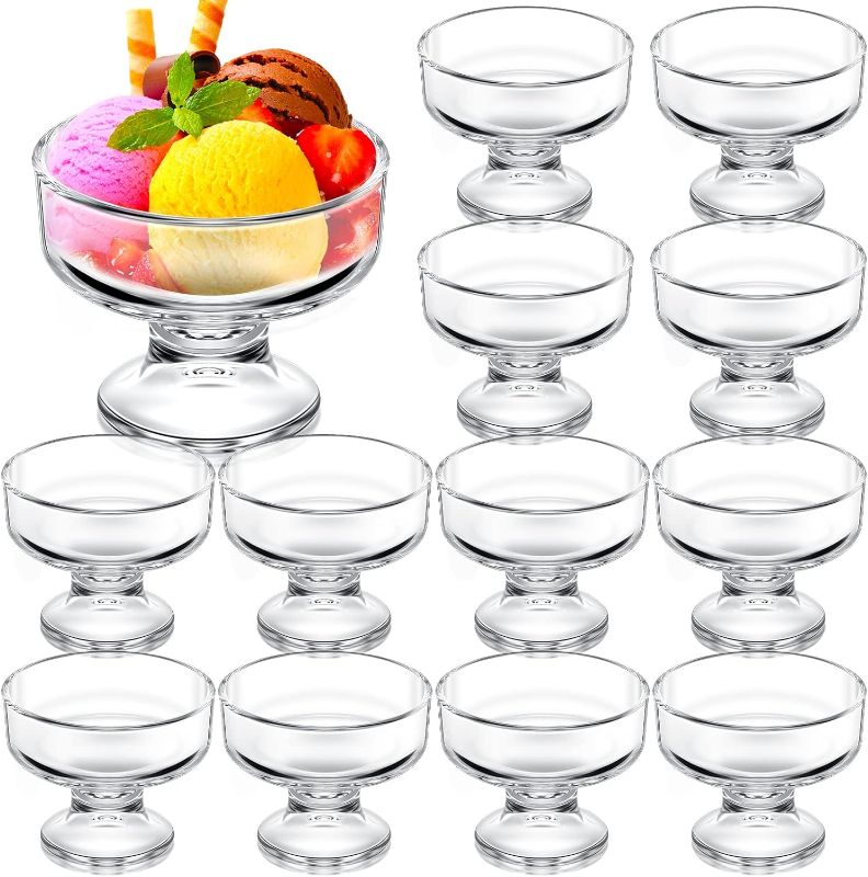 Photo 1 of 12 Pcs Glass Ice Cream Bowls Set 9 oz Mini Dessert Bowls Small Clear Ice Cream Cups Parfait Sundae Trifle Bowl Footed Glass Dessert Cups Serving Dishes for Nuts Fruit Pudding Snack Cereal Party Favors
