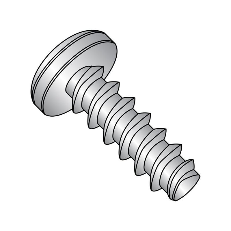 Photo 1 of 18-8 Stainless Steel Thread Rolling Screw for Plastic, Passivated Finish, Pan Head, Phillips Drive, #10-14 Thread Size, 2" Length (Pack of 12)
