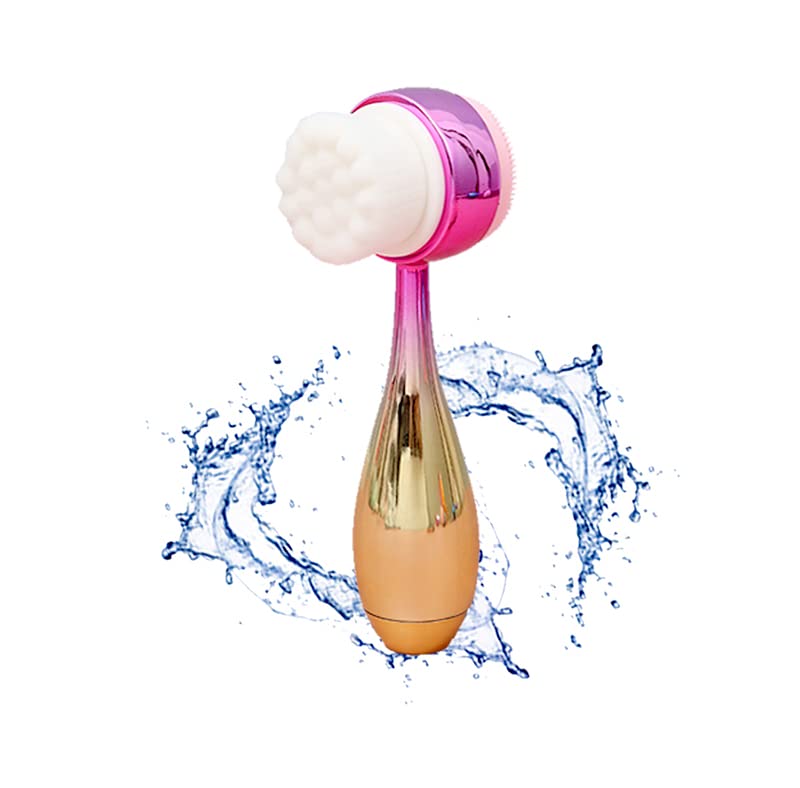 Photo 1 of Facial Cleansing Brush 2 in 1Double-Sided Facial Cleaning Brush with Soft Bristles for Deep Pore Exfoliation, Wash Makeup, Massaging (Gold)