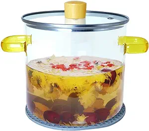 Photo 1 of 2.5L Glass Saucepan, Goteble 2.6 Quart Large Soup Pot with Lid, Glass Stock Pot with Silcone Mat Suitable 4-6 People Transparent