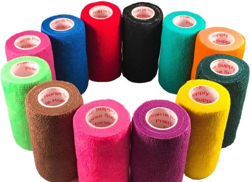 Photo 1 of 3 Inch Vet Wrap Tape Bulk (Assorted Colors) (Pack of 6) Self Adhesive Adherent Adhering Flex Bandage Grip Roll for Dog Cat Pet Horse