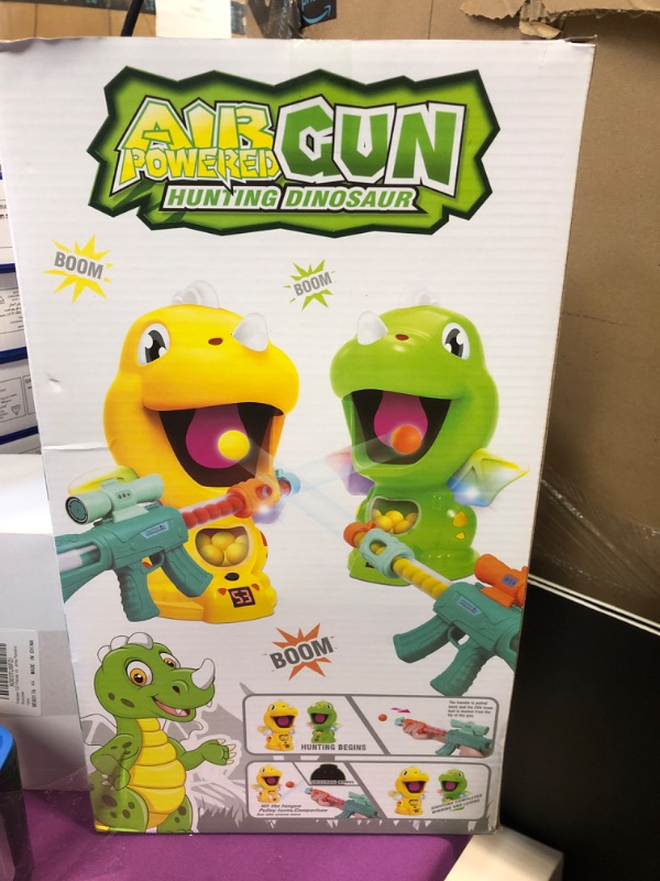 Photo 2 of Dinosaur Toys Shooting Target Toy Gun for Kids-Air Pump Shooting Game with 36 Foam Balls,Electronic Target Practice Party Toys with Score Record,Sound and LED,Gifts for 5 6 7 8 9 Years Old Boys Girls