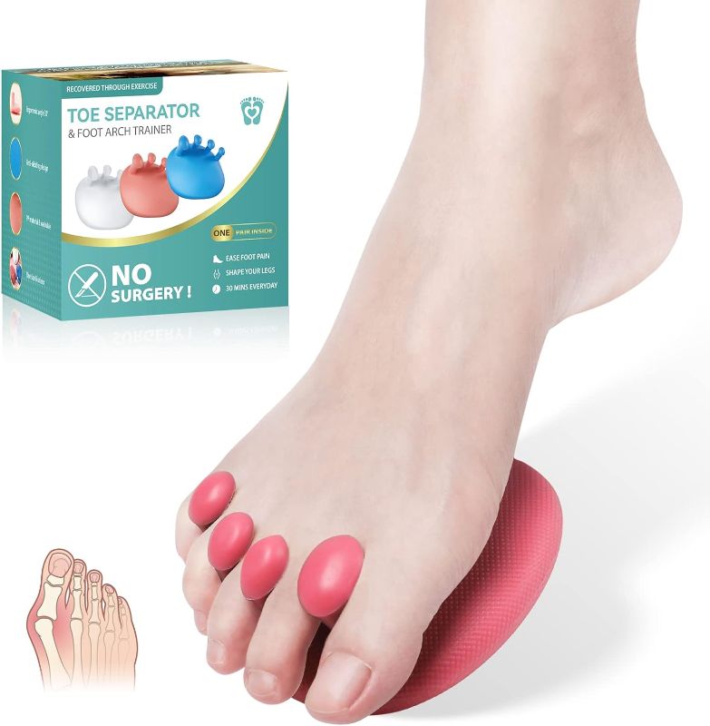 Photo 1 of  Toe Separator, Multifunctional Bunion Corrector for Women & Men, Easily Trainable Building Foot Arch Support, Toe Spacers for Bunions, Plantar Fasciitis or Other Foot Pain, One Pair- Red