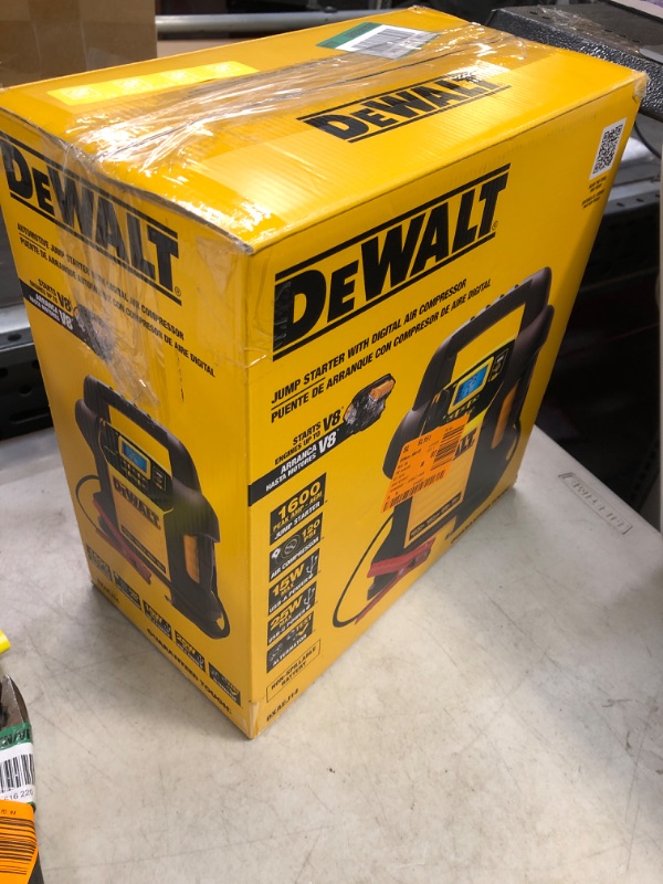 Photo 3 of DEWALT DXAEJ14-Type2 Digital Portable Power Station Jump Starter - 1600 Peak Amps with 120 PSI Compressor, AC Charging Cube, 15W USB-A and 25W USB-C Power for Electronic Devices 1600 Amps