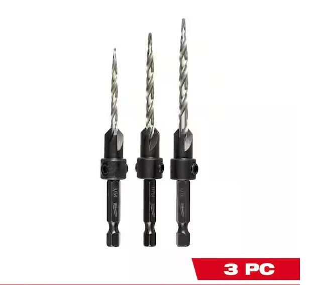 Photo 1 of #6/#8/#10 Wood Countersink Drill Bit Set (3-Piece)