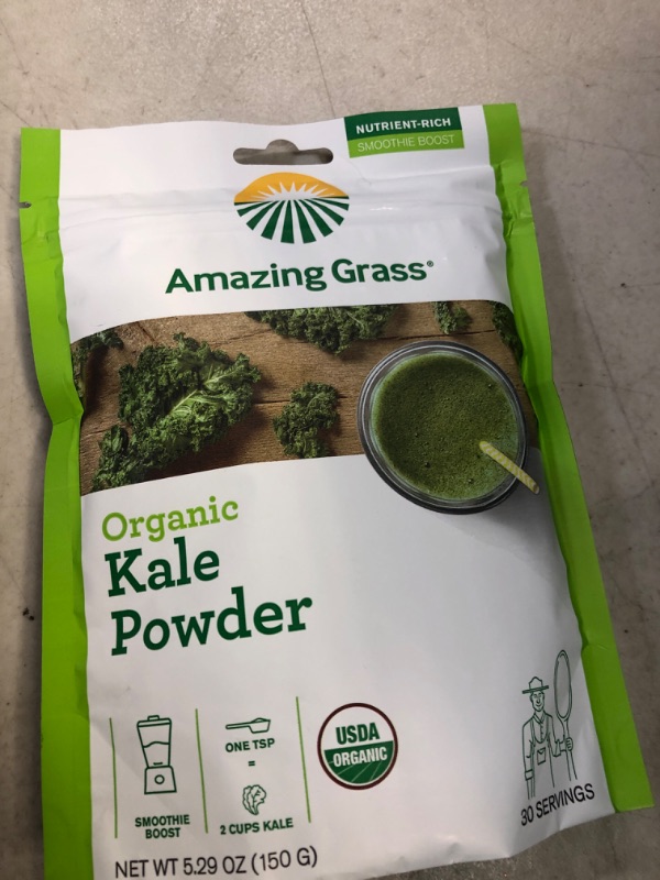 Photo 2 of Exp date 02/2024---Amazing Grass Kale Greens Booster: Greens Powder Smoothie Mix, Smoothie Booster with Vitamin A & Vitamin K, Chlorophyll Providing Greens, 30 Servings