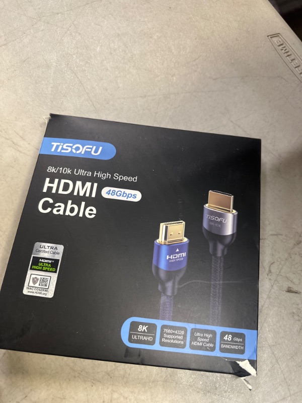 Photo 2 of TISOFU [Ultra Certified] 8K HDMI Cable 6FT: HDMI 2.1 Cables 48Gbps High Speed Premium Braided Cord 8K@60Hz 4K@120Hz 4K@144Hz HDCP 2.2&2.3 CL3 ARC eARC Dolby - HD/HDR/HDTV/PS5/PS4/Xbox Blue 6ft