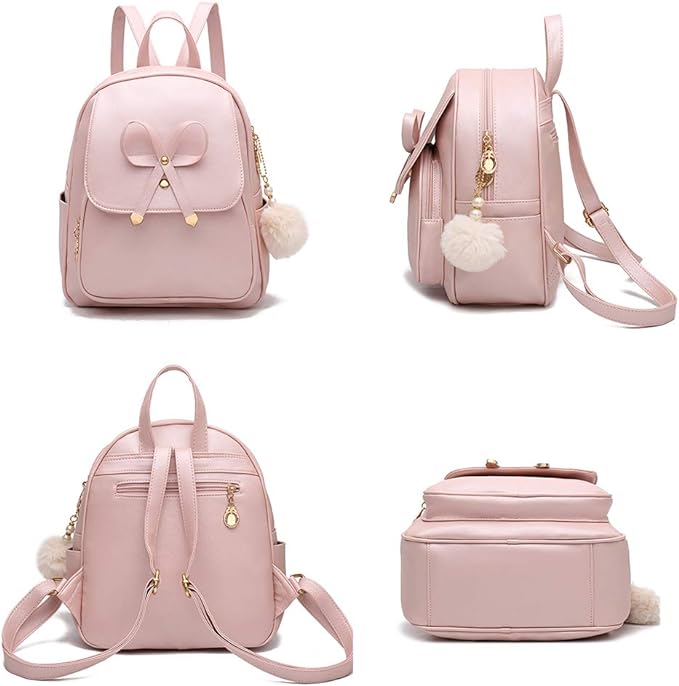 Photo 1 of BAG WIZARD Cute Bowknot Mini Leather Backpack Fashion Small Daypacks Purse for Girls and Women