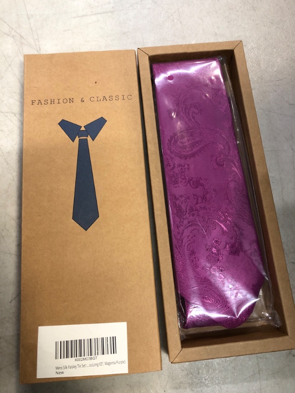 Photo 1 of Gollate Mens Silk Paisley Tie 63 - inch Extra Long) Magenta Purple