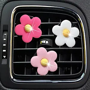 Photo 1 of 3 Pcs Flower Air Vent Clips, Cute Daisy Car Air Fresheners Vents Clips Car Diffuser Vent Clip Glam Car Interior Decor Charm Car Decoration Daisy Cute Car Accessories for Women