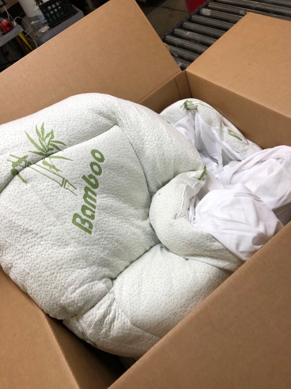 Photo 1 of Bamboo Mattress Topper Queen Size, Cooling Extra Thick Breathable Mattress pad, Soft Quilted Fitted Mattress Cover with 1000 GSM Down Alternative Fill (8-21”Deep Pocket)
