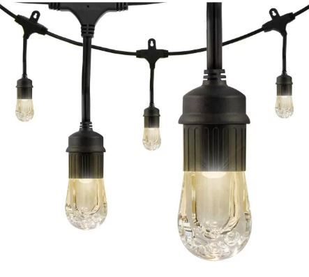 Photo 1 of 24 Bulb 48 ft. Outdoor/Indoor Black Vintage LED String Lights, Acrylic Edison Bulbs
